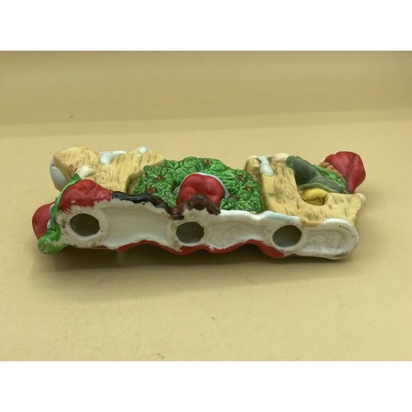 Robel Hall Ceramic JOY Christmas 3 Elves Pixies Candle Holder Vintage - Picture 8 of 10